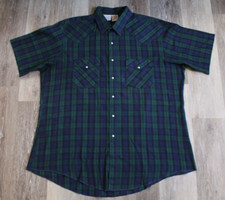 Western Frontier Men's Plaid Pearl Snap Western Shirt Size XL Short Sleeve