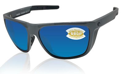 Costa Del Mar sunglasses Ferg XL Gray frame Blue Mirror 580 Plastic Lens NEW
