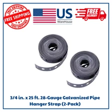 Oatey | 33530-1| 3/4 in. x 25 ft. 28-Gauge Galvanized Pipe Hanger Strap (2-Pack)