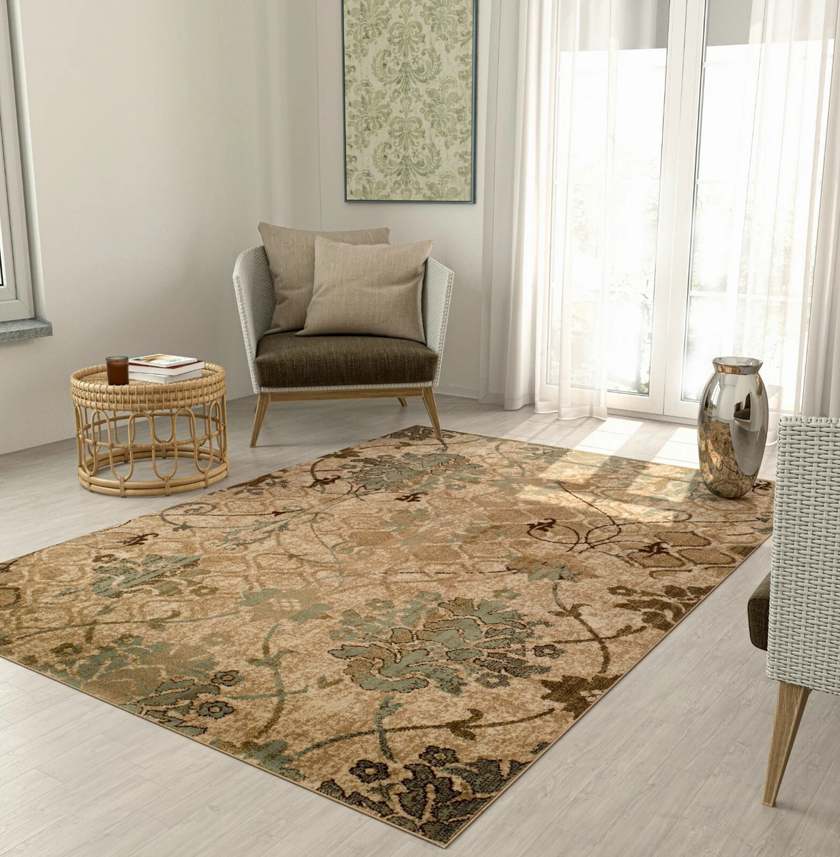 Modern Area Rugs 8x10 Living Room Carpet Floor Rugs Foyer Beige Rugs 5x7