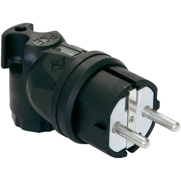 Pce Schuko Schutzkontakt-Gummi-Winkelstecker IP44 ( 250V 16A ) Schwarz 05811-S-image