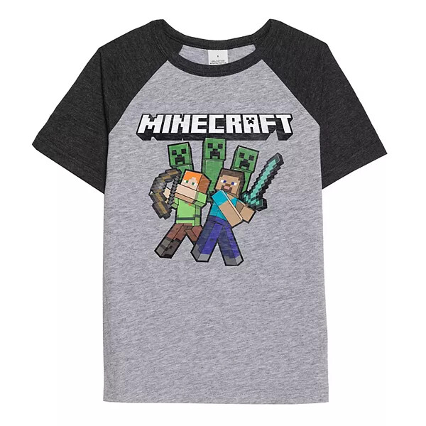 Minecraft Raglan Graphic Tee T-Shirt Size -4 (P) | eBay