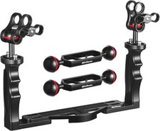 Waterproof Underwater Camera Handle Tray Bracket 5" Double Ball Arm Accessories