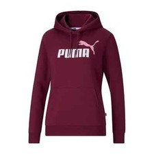 Authentic PUMA Women's Essentials Fleece Logo Hoodie Sweatshirt - Dark Jasper