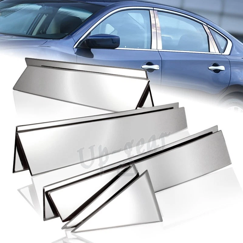 Para Nissan Altima SL SR SV 4DR Sedán Espejo Pulido Cromo Puerta Pilar Cubierta Foto 2 de 3