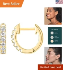 Stunning Cubic Zirconia Huggie Hoops in 14K Gold Vermeil - Perfect Gift for Her