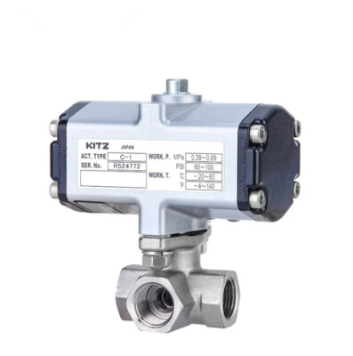 1pcs KITZ Pneumatic 3-Way Ball Valve C-UTNE DN25 1 Stainless Steel Ball Valve