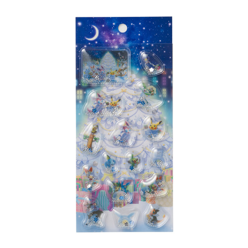 Pokemon Center 2019 Frosty Christmas Capsule Sticker with SEQUINS Pikachu