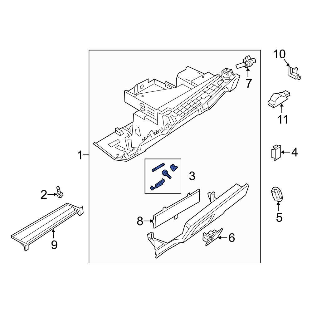 For Audi Q3 20192021 Audi 83B898035 Glove Box Hardware Kit eBay