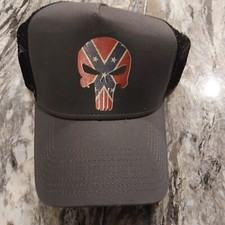 New Era Punisher 9forty Adjustable Hat, Flag Skull Gray Cap W/Mesh Back, New