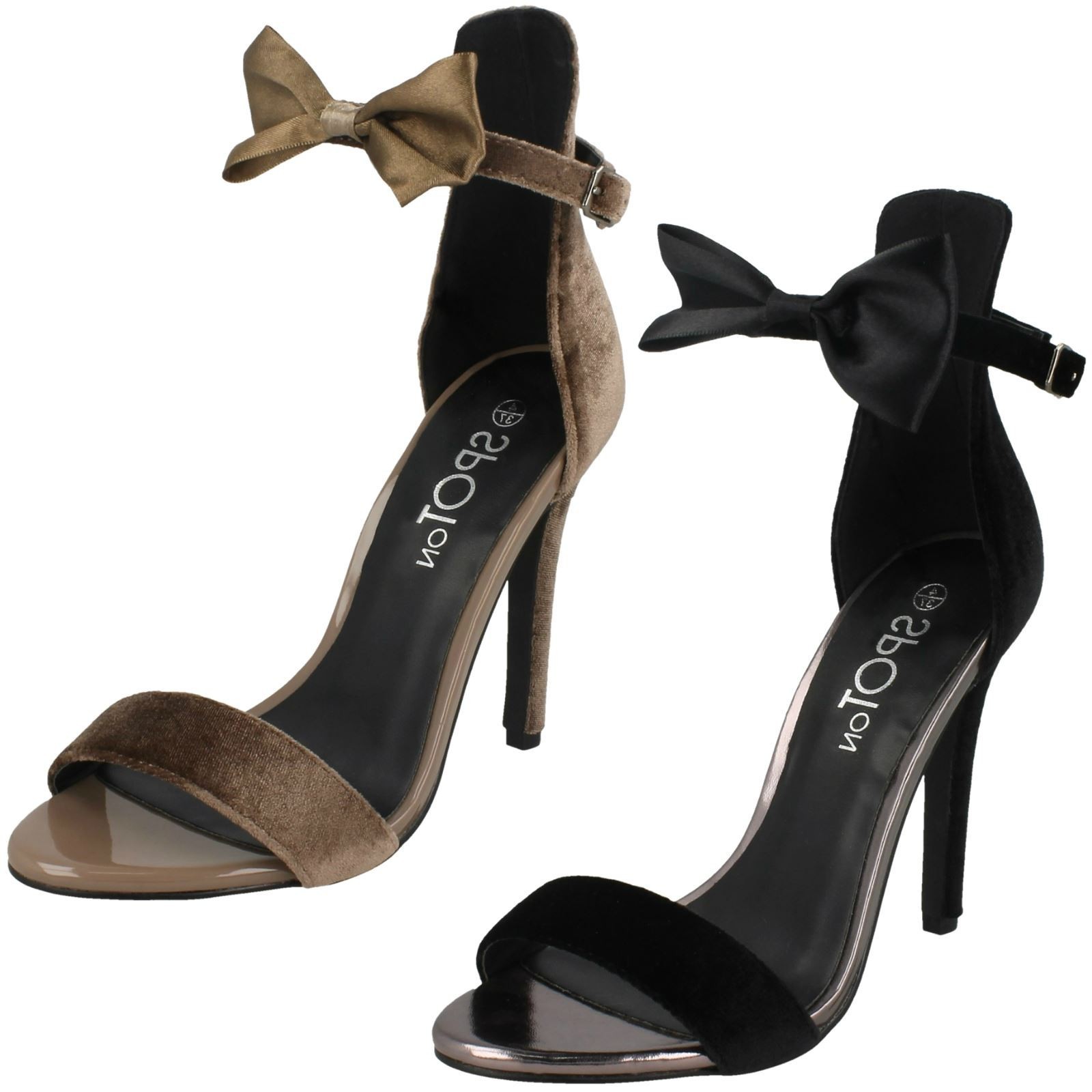 Sandalias De Tacón Con Correa Al Tobillo De Terciopelo Spot On Para Damas