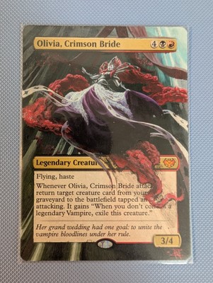Olivia Crimson Bride Hand Painted & Altered Borderless MTG Card - Crimson Vow