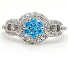 2CT Blue Topaz  Topaz 925 Sterling Silver Ring Sz 8 UB1-1