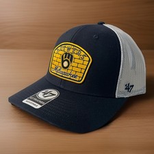 Milwaukee Brewers  47 Brand Navy Pitch Adjustable Trucker Hat Men  s Cap