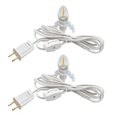 2 Pack Accessory Cord with 2 C7 Led Light Bulb Candelabra-Base E12 Socket White