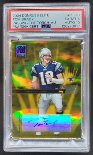 2004 Donruss Elite Tom Brady Passing the Torch Auto /100 PSA 6 Patriots RI