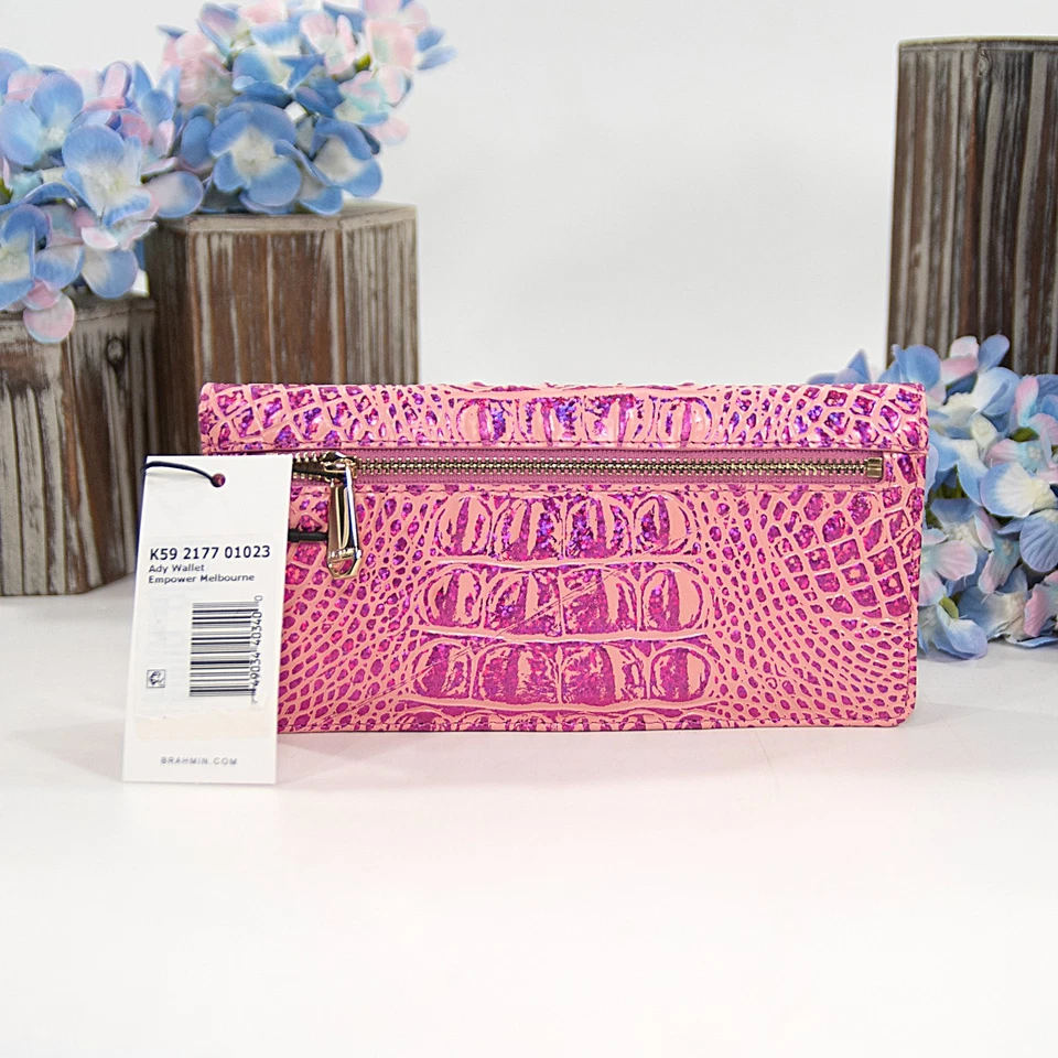 Cartera Brahmin Empower Iridiscente Rosa Melbourne Cuero Ady Doble Plegable Nueva con Etiquetas Foto 2 de 4