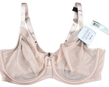 Curvy Couture Women's Solid Sheer Mesh Full Coverage Unlined Underwire