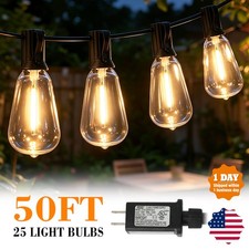 50FT W/ 25 Bulbs Outdoor String Lights for Patio IP55 Connectable ST38 LED Light