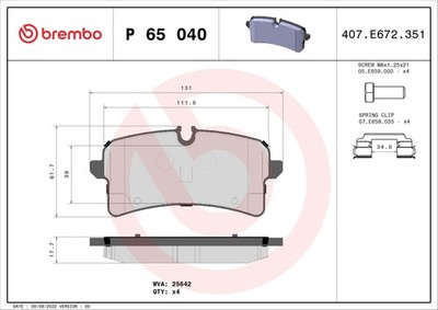 Rear axle Brembo P 65 040 brake pad set, disc brake for Porsche