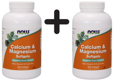 2 x NOW Foods Calcium & Magnesium with Vit D and Zinc - 240 (124,90 EUR/kg)