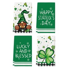 Lucky Shamrock Gnome Happy St. Patrick's Day Kitchen Towels Dish Towels, 18x26 I