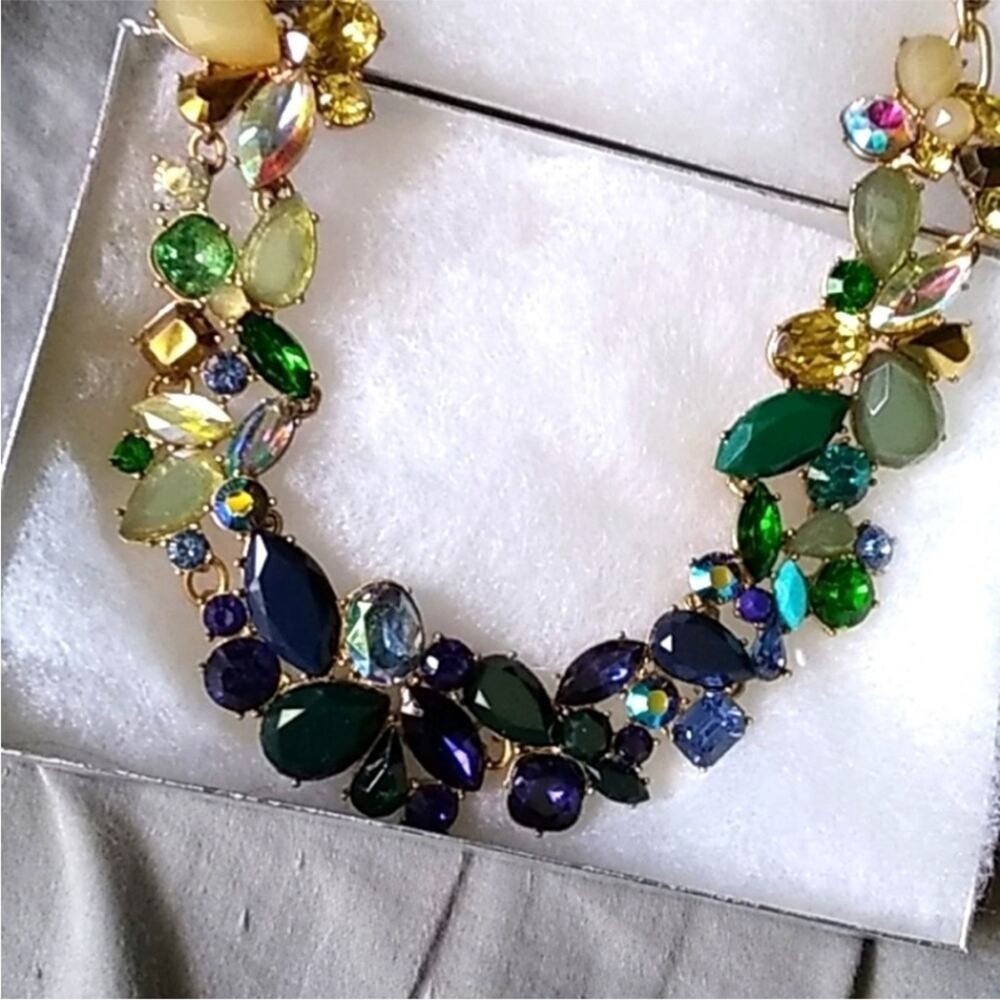 J.Crew matching ombre necklace earrings rhineston… - image 16