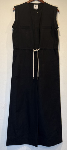 G. Label by Goop Sleeveless Parachute Jumpsuit Navy Linen Blend Sz 4 Italy
