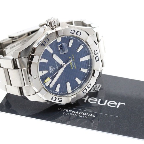TAG HEUER Aquaracer Calibre 5 WAY2012 Blue Dial Automatic Watch Date w/ Card - Picture 2 of 7