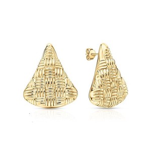 Authentic 925 Sterling Silver Texture Triangle Stud Earrings |Geometric Minimalist Jewelry