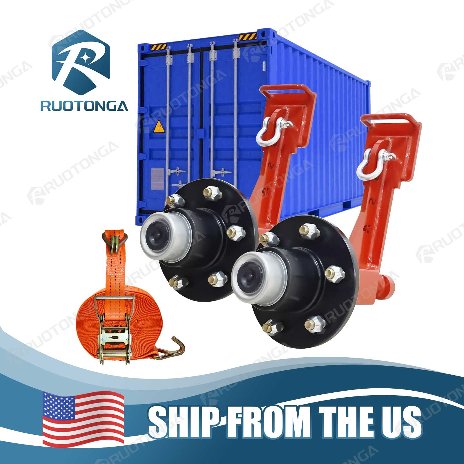 2Pack Shipping Container Wheels 6-Lug Wheels Kit, Shipping Container Accessories