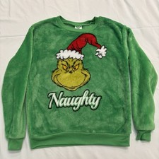The Grinch Shirt Women Green Long Sleeve Soft Sweatshirt Naughty Sz Small 3-5