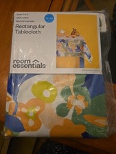 ROOM ESSENTIALS 60 X 84 Rectangle COTTON TABLECLOTH Blue Orange Green Floral