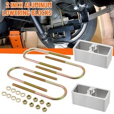 Pair 2 Inch Aluminum Extruded Leaf Spring Lowering Blocks With U-bolt Hardware Pair 2 Inch Aluminum Extruded Leaf Spring Lowering Blocks With U-bolt Hardware