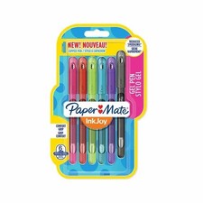 Paper Mate InkJoy Stylo Gel Pens Medium Point 0.7mm Colouring Gift Set Pack of 6