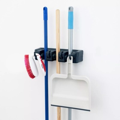 XYJNYO Broom and Mop Holder Wall Mount, Hooks 10 x 3.1 x 6.6 inches, Black 