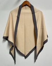 Cashmere Blend Triangular Shawl Wrap, Beige Gray Shawl Wrap