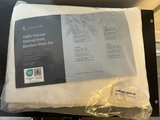 LuxClub 100% Viscose Queen Sheet Set White 4-Piece Deep Pocket Solid