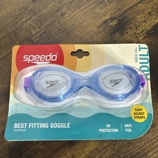 Speedo Adult Best Fitting Boomerang Swim Goggles - Blue Purple Ages 14 New