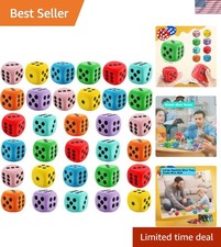32 Colorful Giant Dice - 2.36 Inch Foam, Safe for Kids  Classroom  Parties