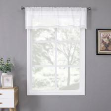 White Sheer Valance Linen Textured Bedroom Valance Curtains Sheer Light Filterin