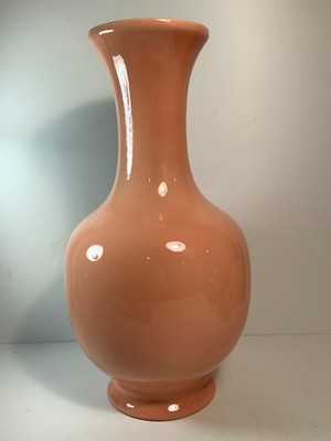 RARE Vintage 1990s Heager Salmon Pink 15 inch Vase Unmarked