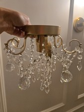 Mini Chandelier Crystal Ceiling Light,Small Flush Mount Gold Light Fixture for E