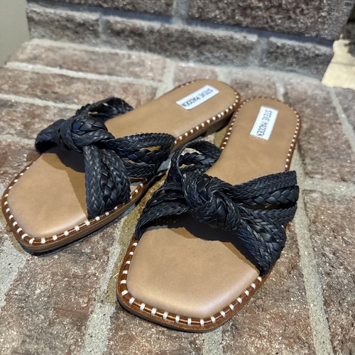 Steve Madden Wilmah Slide Sandals 8.5 Black Knotted - Picture 9 of 11
