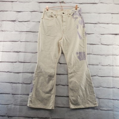 HAPPY NATURE Jeans Womens 30 Button Fly Bootcut Ankle Ivory Purple NWT