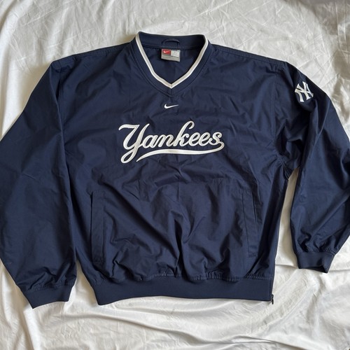 VINTAGE NIKE NEW YORK YANKEES PULLOVER WINDBREAKER CENTER SWOOSH GR. MEDIUM NY