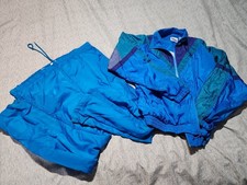 Vintage 90s MacGregor Windbreaker Track Suit Set Blue Teal Purple Colorblock M/L