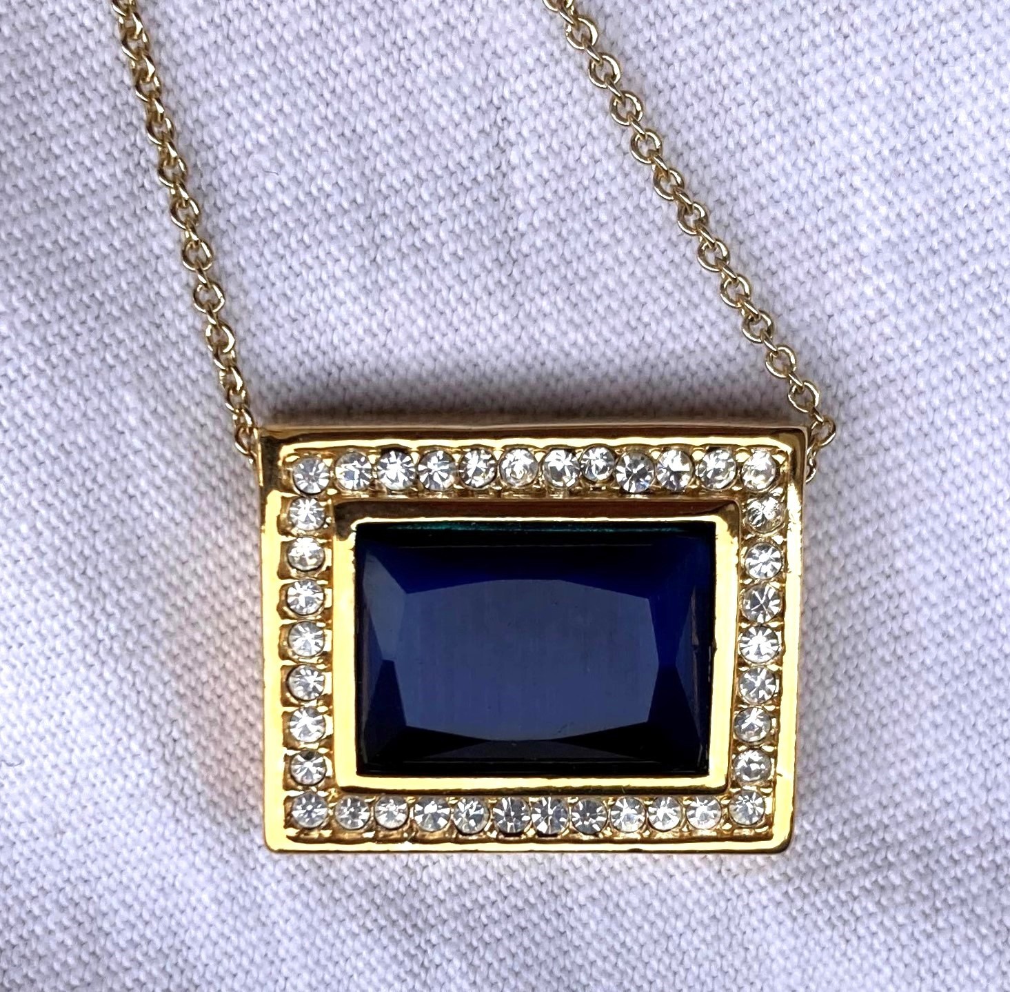 Roman Simulated Blue Sapphire Rectangular Pendant… - image 5