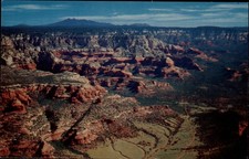 Near Flagstaff Arizona Oak Creek Canyon Red Rock formation aerial view postcard
