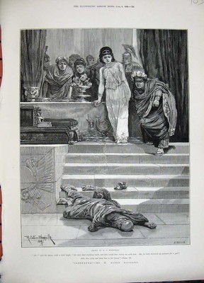 Alter antiker Druck 1889 Woodville Fine Art Kleopatra Szene toter Sklave Mann 19.